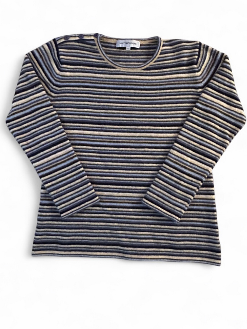 Simons Contemporaine vintage size L 100% lambswool Striped Long-Sleeve knit